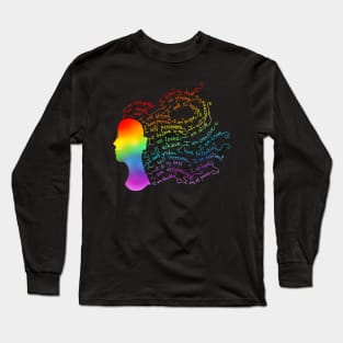 Rainbow Hair Positive Affirmation Silhouette Long Sleeve T-Shirt